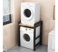 Mueble Lavadora Secadora Armario Lavadora y Secadora Vertical Altura Ajustable Estanteria Lavadora Almacenaje Capacidad de 350kg Estantería Lavadora sin Montaje en Pared o Perforación (Negro 2)