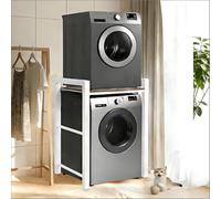 Mueble Lavadora Secadora, Estante De La Lavadora, Mueble Para Lavadora y Secadora Ajustable en Altura de 3 Niveles, Soporte de Carga 350 Kg, Para BañO, BalcóN, Lavandería. (blanco)