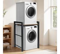 Mueble Lavadora Secadora, Estante De La Lavadora, Mueble Para Lavadora y Secadora Ajustable en Altura de 3 Niveles, Soporte de Carga 350 Kg, Para BañO, BalcóN, Lavandería. (Negro)