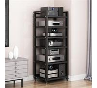 Mueble Ma STO de 5/6/7/8 Niveles, Rack AV, Rack de vídeo, Rack para Tocadiscos, Mueble AV Moderno, Rack para Equipos de Entretenimiento, Negro, 6 Niveles, 19,6 Pulgadas de Ancho