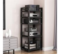 Mueble Ma STO de 5/6/7/8 Niveles, Rack AV, Rack de vídeo, Rack para Tocadiscos, Mueble AV Moderno, Rack para Equipos de Entretenimiento, Negro, 5 Niveles, 23,6 Pulgadas de Ancho