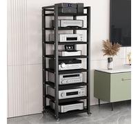 Mueble Ma STO de 5/6/7/8 Niveles, Rack AV, Rack de vídeo, Rack para Tocadiscos, Mueble AV Moderno, Rack para Equipos de Entretenimiento, Negro, 8 Niveles, 19,6 Pulgadas de Ancho