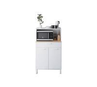 Habitdesign Mueble Auxiliar Cocina 2 Puertas + 1 Cajón, Modelo Kira, Acabado Blanco Artik y Roble Canadian, Medidas: 126 cm (Alto) x 72 cm (Ancho) x 40 cm (Fondo)