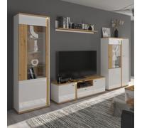 Mueble Modular de Pared 4-teilig Roble Artisan Frontal MDF Blanco Alto Brillo