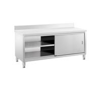 Royal Catering Armario Bajo Mueble de Cocina RCSSCB-200X60-E-B (Capacidad: 600 kg, Superficie de Trabajo: 200 x 60 cm, 2 Puertas deslizantes y antisalpique)