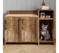 Mueble Ocultador De Arenero Gato - Aislante De Olores - Diseñado para Areneros Abiertos - Mesa Auxiliar De Madera con Estantería - para Gatos Grandes y Compatible con La Mayoría De Areneros
