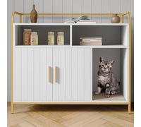 Mueble Ocultador De Arenero Grande, 2 Cajones Abiertos, Encimera Espaciosa, Estructura Metálica, Mobiliario para Salón Aislante De Olores, Compatible con La Mayoría De Areneros Abiertos