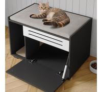 Mueble Ocultador De Arenero Moderno, Ventilación Potente, Elimina y Aisla Olores, Mueble De Madera Con Puerta Abatible, Compatible Con La Mayoría De Areneros Abiertos,Apto Para Gatitos y Gatos Adultos