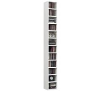 Mueble para CD y DVD HOMCOM, Estante de Columna, Mueble con 12 Compartimentos, Capacidad máx. 204 CD, 21 x 20 x 175 cm, Blanco