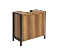 SoBuy Mueble Bajo Lavabo - Muebles de Baño Armario de Baño Estrecho con 2 Puertas y Estante, Mueble para Lavabo con Pie para Baños Pequeños y Aseos 60x60x30 cm BZR63-PF