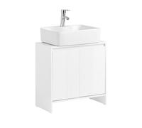 SoBuy Mueble Baño Mueble Bajo Lavabo para Baño con Estantes Ajustables, Resistente a la Humedad, Ideal para Pequeños, Blanco, MDF, 60x61x30 cm, BZR157-W