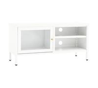 Mueble para el televisor acero y vidrio blanco 90x30x44 cm