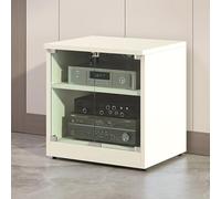 Mueble para Equipos de Medios AV - Gabinete para Estéreo con Puertas de Cristal Templado, Organización de Cables y Estantes Ajustables, para Equipos de Sonido y Componentes(White,80cm/31.5in)
