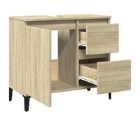 Mueble para Lavabo, Mueble de Almacenamiento para Tocador, 65x33x60 cm, Organizador de Baño Compacto con Patas de Metal (Gris hormigón) (Roble Sonoma)