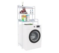 CLP Mueble para Lavadora Darby con 3 Estantes I Estantería Auxiliar para Baño Tubular Metálica con Baldas De Madera, Color:Blanco