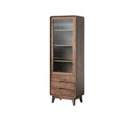 Mueble para Licores Mueble Auxiliar De Madera Maciza De Nogal For Salón, 50 X 35 X 180 Cm, con Puerta De Cristal Y Estante De Almacenamiento, Apto For El Hogar Y El Pub. Armario De Almacenamiento