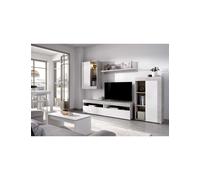 Mueble para salon TOKIO DEKIT TV con vitrina y leds cemento / blanco