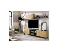 DEKIT GRUPO RIMOBEL TASS Composición de salón TV, Melamina, Grafito y Nordic, 180x183x35 cm