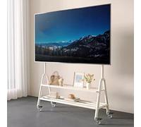 Mueble Para Televisión, Mueble Para Televisión, Carrito Estable Y Móvil Con Bandeja De Almacenamiento Y Ruedas Con Freno, Apto Para Televisores De Hasta 75 Pulgadas, Ideal Para Dormitorios(Beige-B)