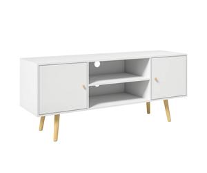 Mueble para televisor Homcom de 120 cm, con dos estantes y dos compartimentos abiertos, ideal para televisores de hasta 55 pulgadas. Mueble moderno para la sala de estar o el dormitorio, color blanco.