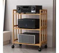 Mueble para TV AV de 2/3/4/5 Niveles con estantes Ajustables, Ruedas, Soporte Multifuncional para TV, Color Madera Natural, 24 Pulgadas de Ancho x 35 Pulgadas de Alto.