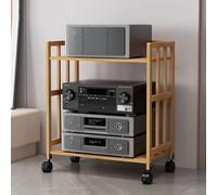 Mueble para TV AV de 2/3/4/5 Niveles con estantes Ajustables, Ruedas, Soporte Multifuncional para TV, Color Madera Natural, 20 Pulgadas de Ancho x 30 Pulgadas de Alto.