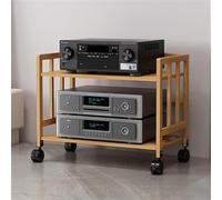 Mueble para TV AV de 2/3/4/5 Niveles con estantes Ajustables, Ruedas, Soporte Multifuncional para TV, Color Madera Natural, 32 Pulgadas de Ancho x 21 Pulgadas de Alto.