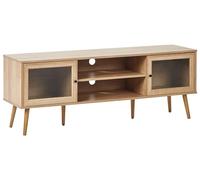 Mueble para TV con 2 puertas de vidrio tablero de partículas patas de madera de pino madera clara Albany