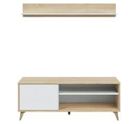Mueble para TV con estante Kikua Plus (Roble Canadian/Blanco Artik, 2 pzs.)