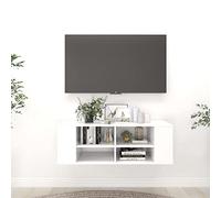 Mueble para TV Montado en la Pared, Mueblee Multimedia de Diseño Moderno con Estantes de Almacenamiento Abiertos, Muebles de Salón Que Ahorran Espacio (Blanca)