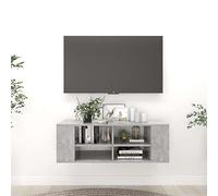 Mueble para TV Montado en la Pared, Mueblee Multimedia de Diseño Moderno con Estantes de Almacenamiento Abiertos, Muebles de Salón Que Ahorran Espacio (Gris Cemento)