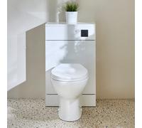 Mueble para WC - Moderno - Color Blanco de 500mm Completo con Inodoro Select con Placa de Accionamiento Negra - Cluo