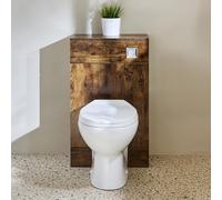 Mueble para WC - Moderno - Color Roble Oscuro de 500mm Completo con Inodoro Select con Placa de Accionamiento Cromada - Cluo