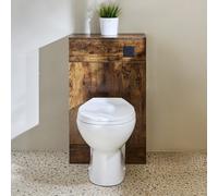 Mueble para WC - Moderno - Color Roble Oscuro de 500mm Completo con Inodoro Select con Placa de Accionamiento Negra - Cluo