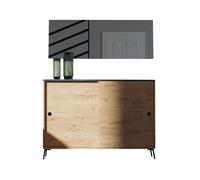 Mueble recibidor con espejo terpi estilo moderno color roble gold y mármol