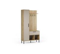 Mueble recibidor con perchero vesta roble beige 108 x 195,3 x cm