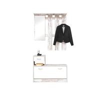 Mueble recibidor con zapatero y espejo hela gris y blanco