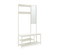 Mueble recibidor napinerg con espejo y zapatero 185x98x34cm - arena [en.casa]
