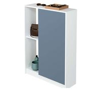 Mueble recibidor neo con zapatero color azul y blanco brillo 110x80x25 cm 80 cm