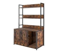 Mueble recibidor para Gatos 132cm - Armario Oculto para Caja de Arena con 2 estantes, Madera Resistente, Puertas Dobles, Organizador con rascador Integrado, Ideal para Pasillo, Color marrón