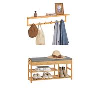 Mueble recibidor set de 1 zapatero y 1 perchero de pared,perchero+zapatero fsr47-n+fhk06-n sobuy 90 cm