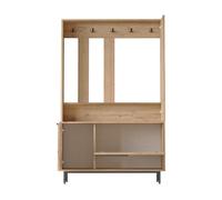 [en.casa] Mueble Recibidor Vesanto Perchero de Pie Recibidor De Entrada con Zapatero Puerta de Espejo 2 Compartimentos Cerrados y 1 Abierto Aglomerado 178x112x36 cm - Efecto Roble y Negro