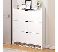 Mueble Recibidor Zapatero, con 3 Cajones Abatibles Organizador de Estante de Gabinete de Zapatos Angosto Independiente, con Puertas Abatibles hacia Abajo