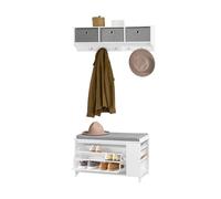 Mueble recibidor zapatero con perchero gris+blanco, fsr105-w+frg282-w sobuy 100 cm