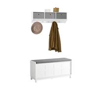 Mueble recibidor zapatero con perchero gris+blanco, fsr86-w+frg282-w sobuy 114 cm
