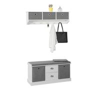 Mueble recibidor zapatero con perchero sobuy fsr66-hg+frg282-w