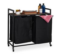 Mueble ropa sucia organizador de lavandería 2 cestos 4 ruedas mueble de colada