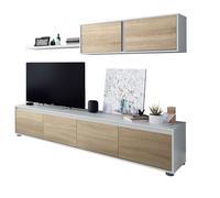 Mueble salón Alida roble canadian y blanco artik 43 cm(alto)200 cm(ancho)41 cm(l
