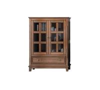 Mueble Tipo Bufé Aparador de comedor de madera maciza estilo campestre, vitrina for vinos, sala de estar, restaurante, vidrio, madera de fresno, estilo retro, sencillo Aparador con Almacenamiento
