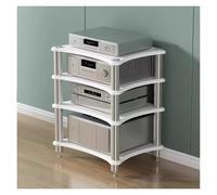 Mueble Tocadiscos Soporte para Discos, Soporte para Reproductor, Soporte para Altavoces y Amplificador estéreo de 4 Niveles, Unidad de Almacenamiento para gabinete de componentes Multimedia,